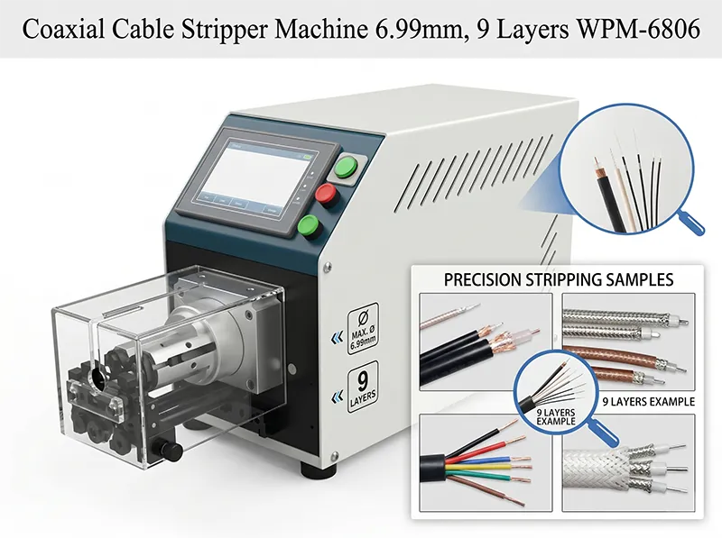 Coaxial Cable Stripping Machine WPM-6806 — Demo Video