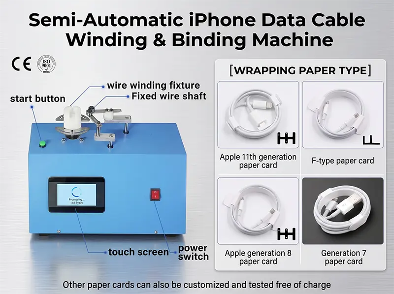 Semi-Automatic iPhone Data Cable Winding &amp; Binding Machine WPM-K287