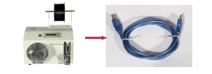 Semi-automatic cable winding and bundling machine Máquina semiautomática de enrolamento e empacotamento de cabos