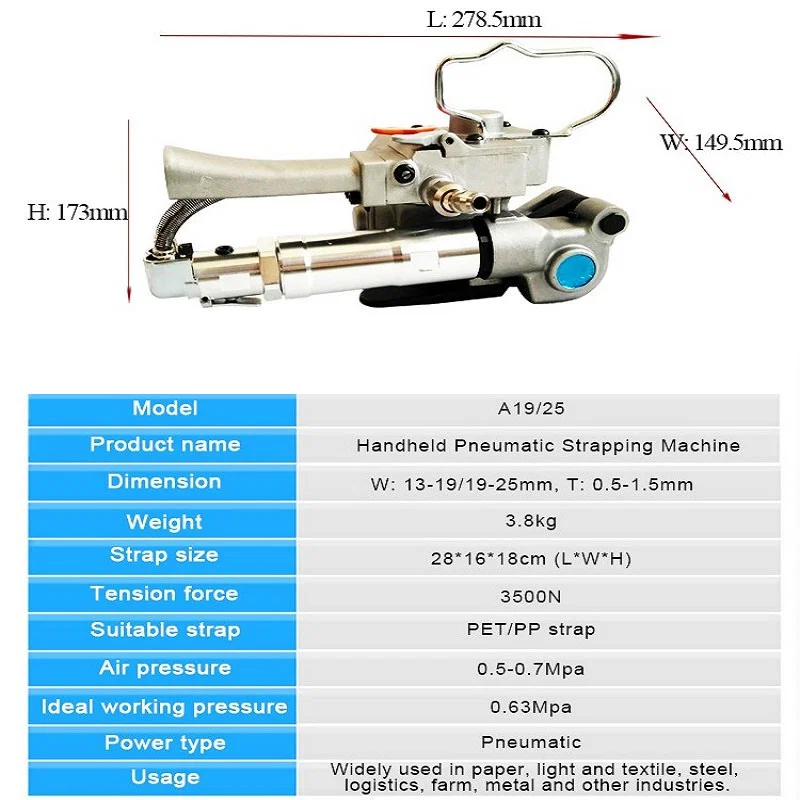 Handheld pneumatic combination Tool for Strapping, Pet Strapping Tool, Pneumatic Strapping Tool, Combination Strapping Tool Çemberleme için el tipi pnömatik kombinasyon Aracı, Pet Çemberleme Aracı, Pnömatik Çemberleme Aracı, Kombinasyon Çemberleme Aracı