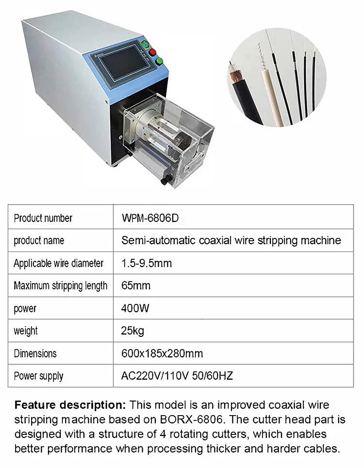 Coaxial cable stripping machine, large square cable pin stripper, Computerized Cutting Stripping Machine, Coax Cable making equipment, wire rotary stripper