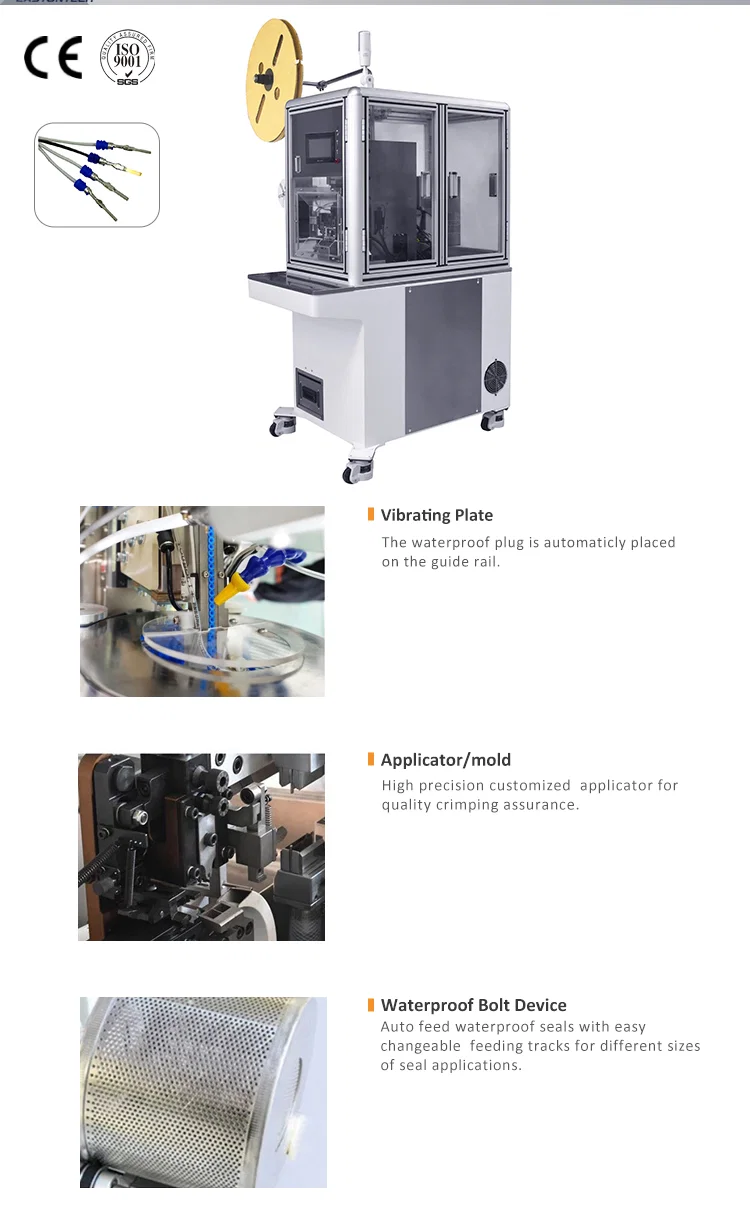Semi automatic wire stripping seal insertion terminal crimping machine , sheathed cable seal loading machine Poloautomatický stroj na odizolování drátu, krimpovací stroj na těsnění kabelů, stroj na nakládání těsnění kabelů