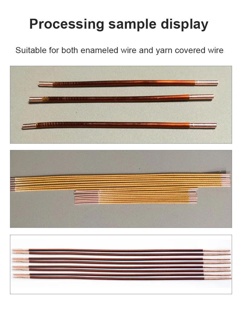 sample display of Enameled wire stripping cutting machine, Enameled Wire Skin Peeling Machine, 6 Mm Square Yarn Wire Skin Remove, Enameled Wire Paint Remove Equipment sample display of Enameled wire stripping cutting machine, Enameled Wire Skin Peeling Machine, 6 Mm Square Yarn Wire Skin Remove, Enameled Wire Paint Remove Equipment