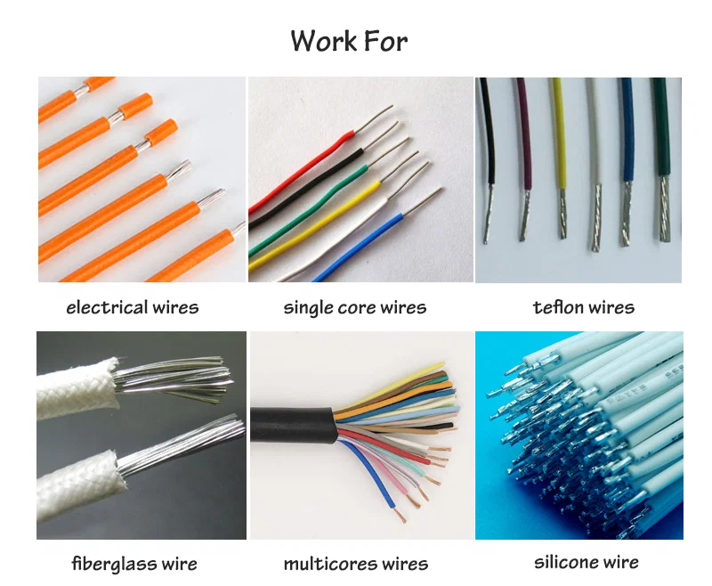 samply display of Pneumatic Wire Stripping Machine, Multi-core Wire Cable Stripping Device, Multi-core Manual Wire Cable Stripper 气动剥线机、多芯电线电缆剥皮装置、多芯手动电线剥线机的示例展示