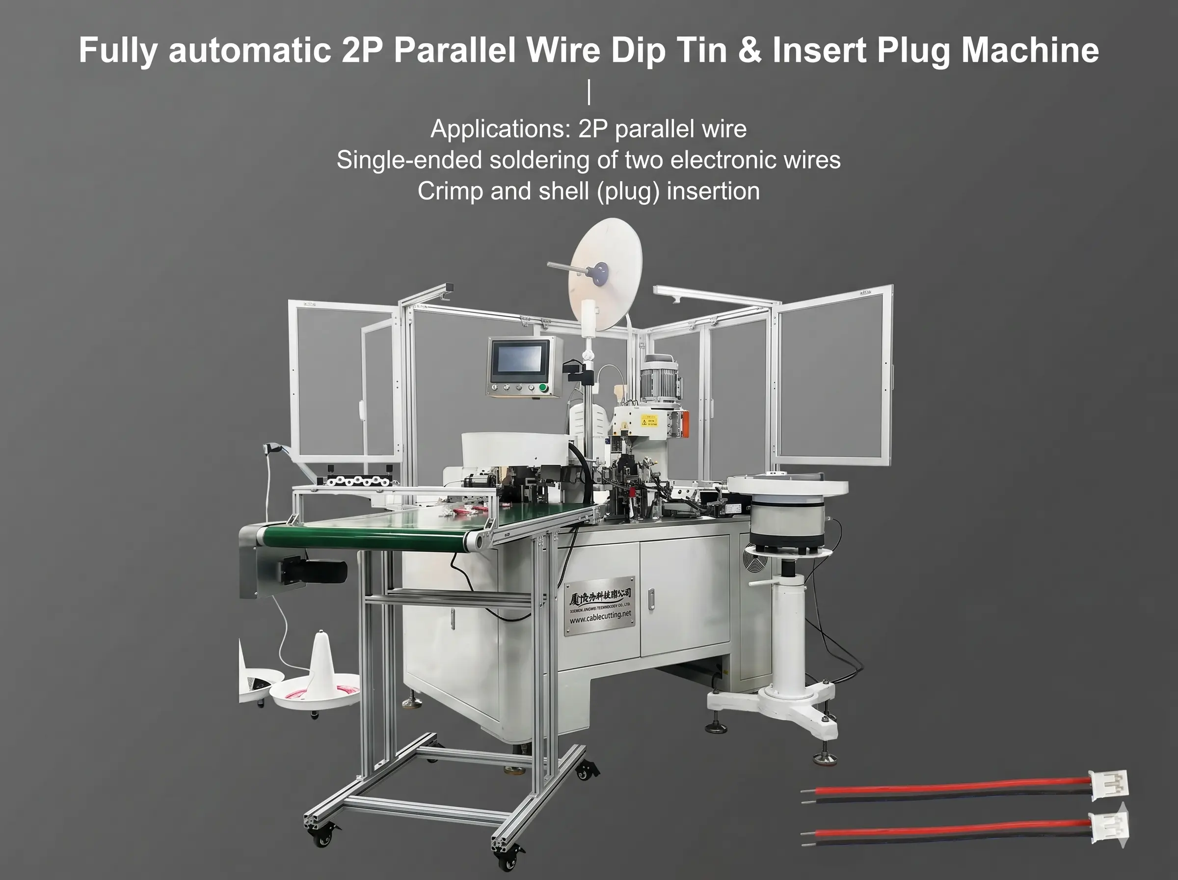 Vollautomatische Maschine für 2P-Parallelleitungen: Verzinnen & Stecker einsetzen