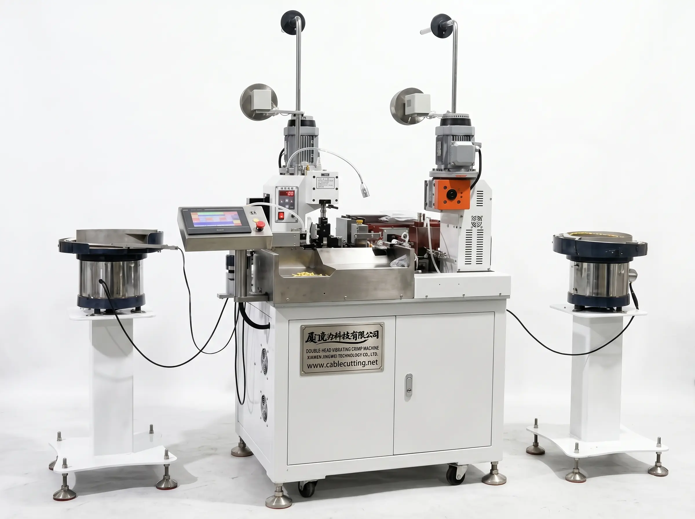 Automatische Doppelkopf-Schwingcrimpmaschine für isolierte Kontakte